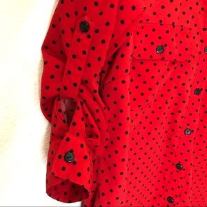 Red & Black Polka Dot Button Up Blouse